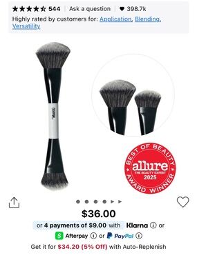 Makeup By Mario Dual-Ended Face Brush in Black and Gray
